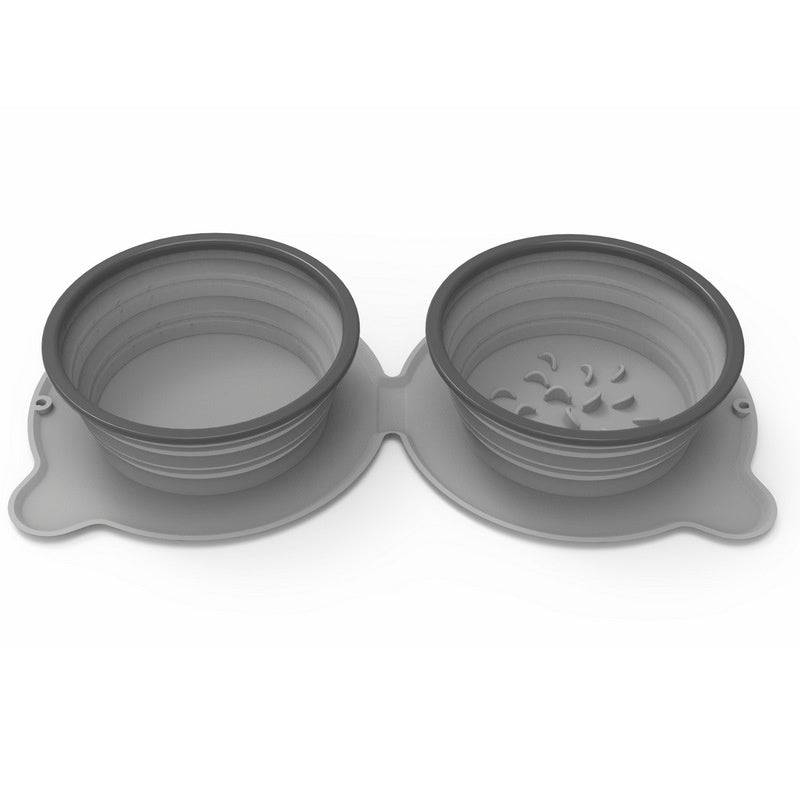 Grey Double Collapsible Travel Bowl